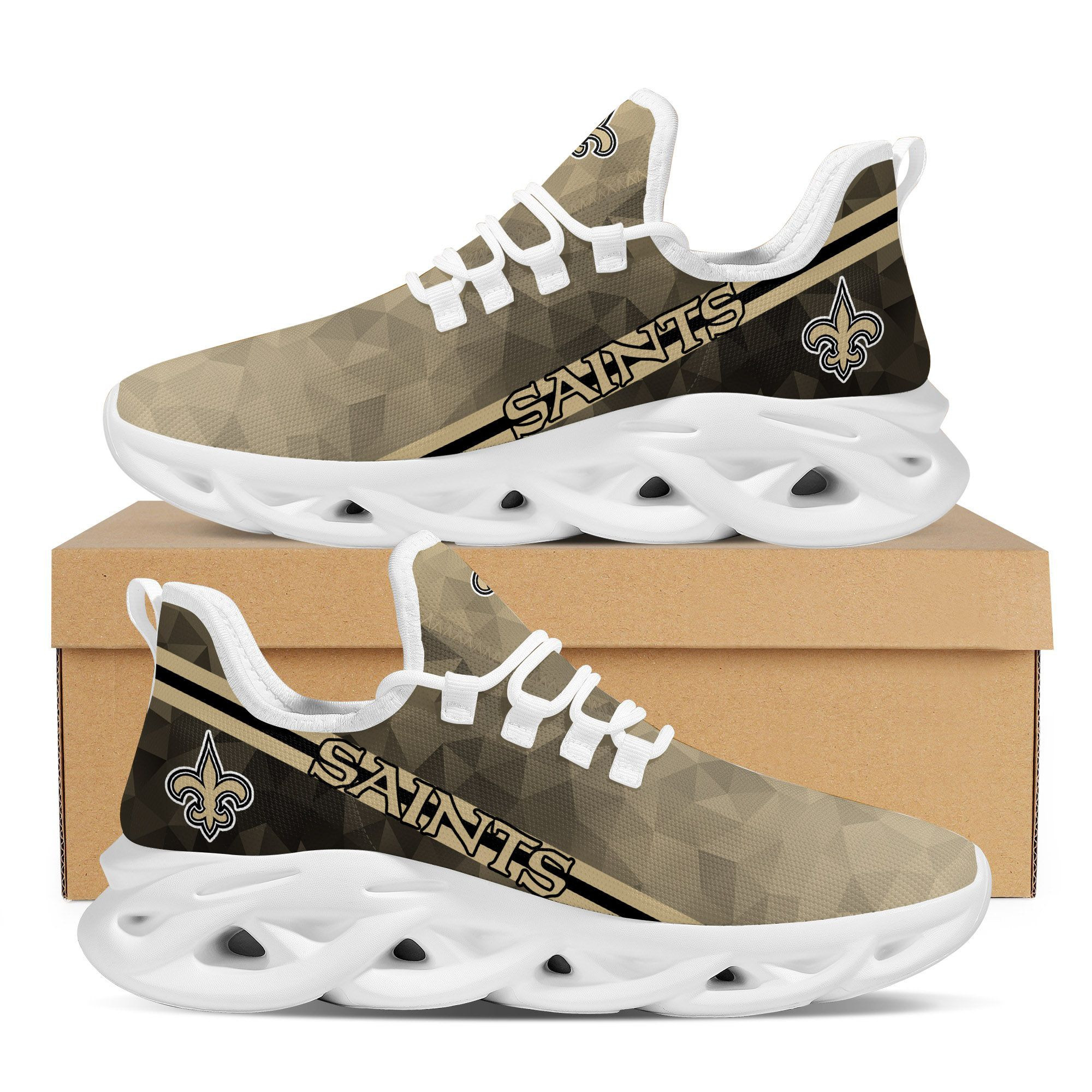 New Orleans Saints Polygonal Design Trending Max Soul Clunky Sneaker Shoes For Mens Womensamerican Football Team Fans