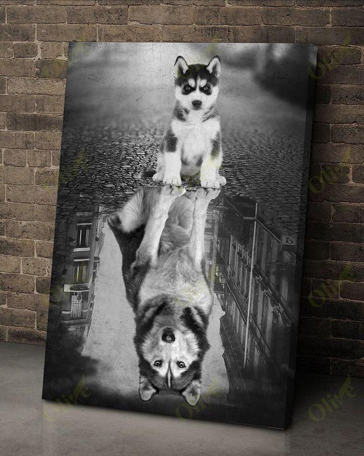 Siberian Husky, Husky Puppy – Now And Then Dog Portrait Canvas Prints, Wall Art