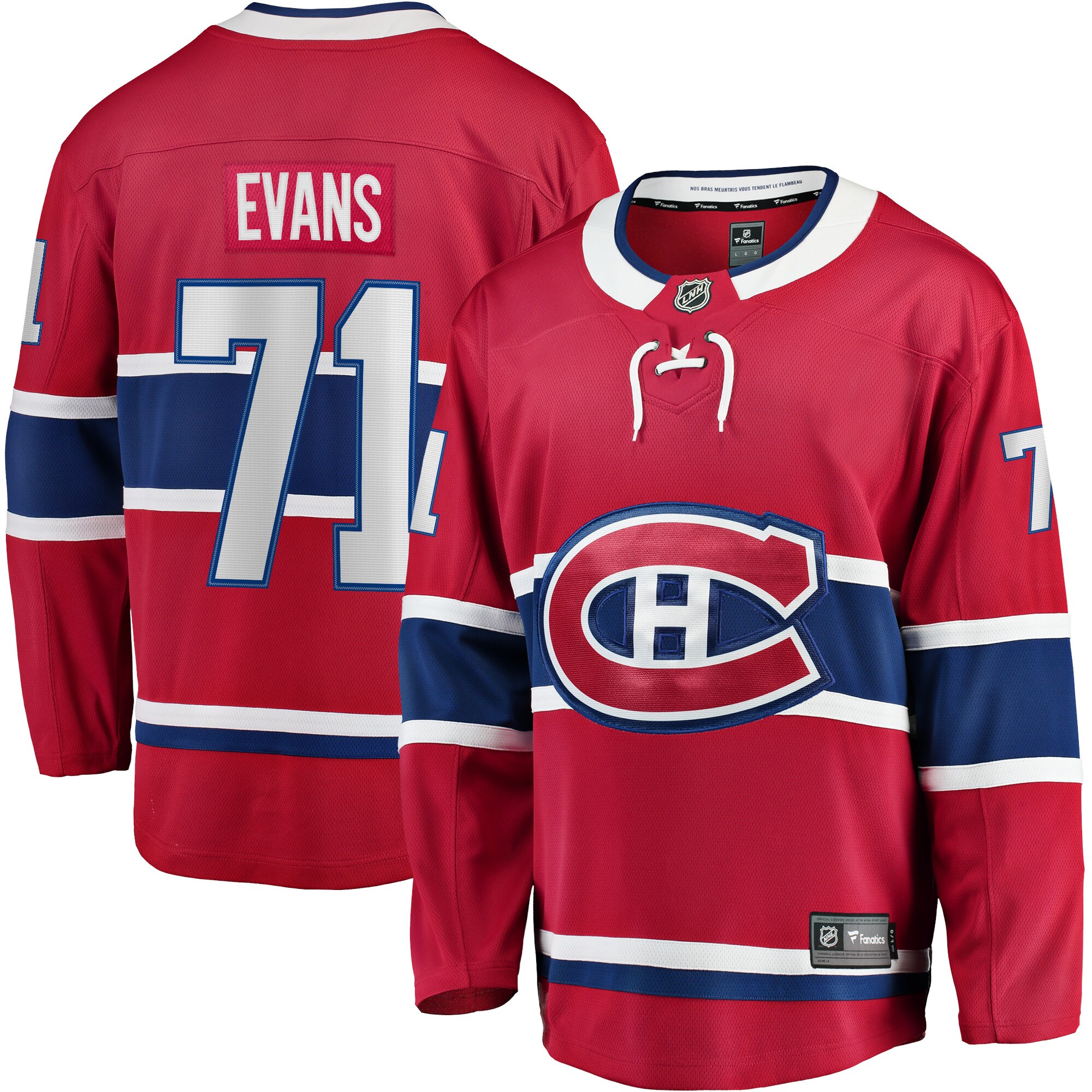 Men's Montreal Canadiens Jake Evans Red Home Breakaway Player Jersey