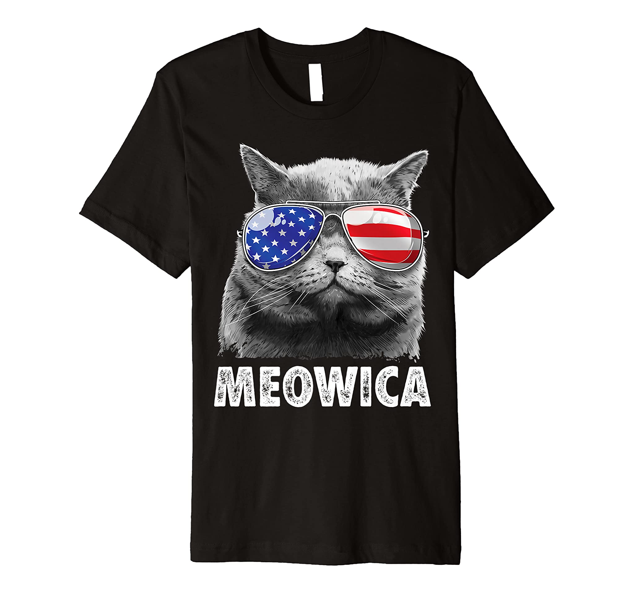 Cat 4th of July Shirts Meowica Merica Men USA American Flag Premium