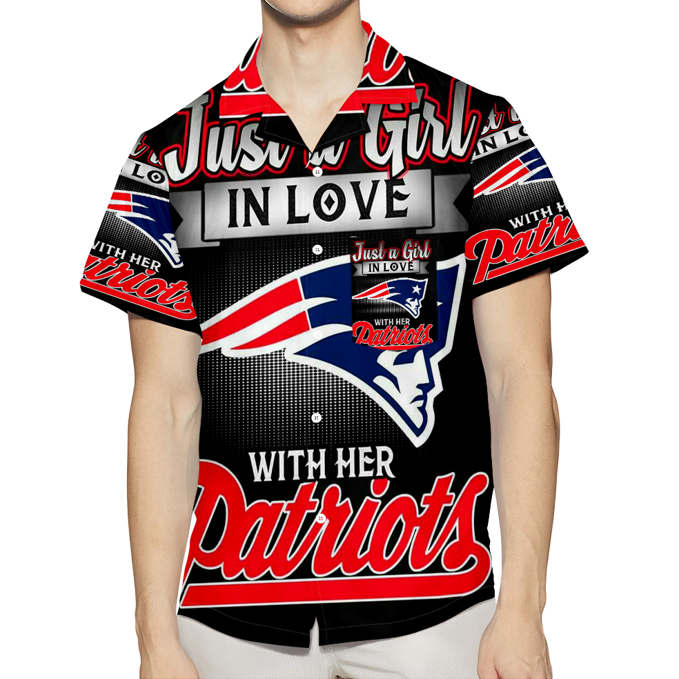 New England Patriots Girl In Love With Her Patriots 3D All Over Print Summer Beach Hawaiian Shirt With Pocket