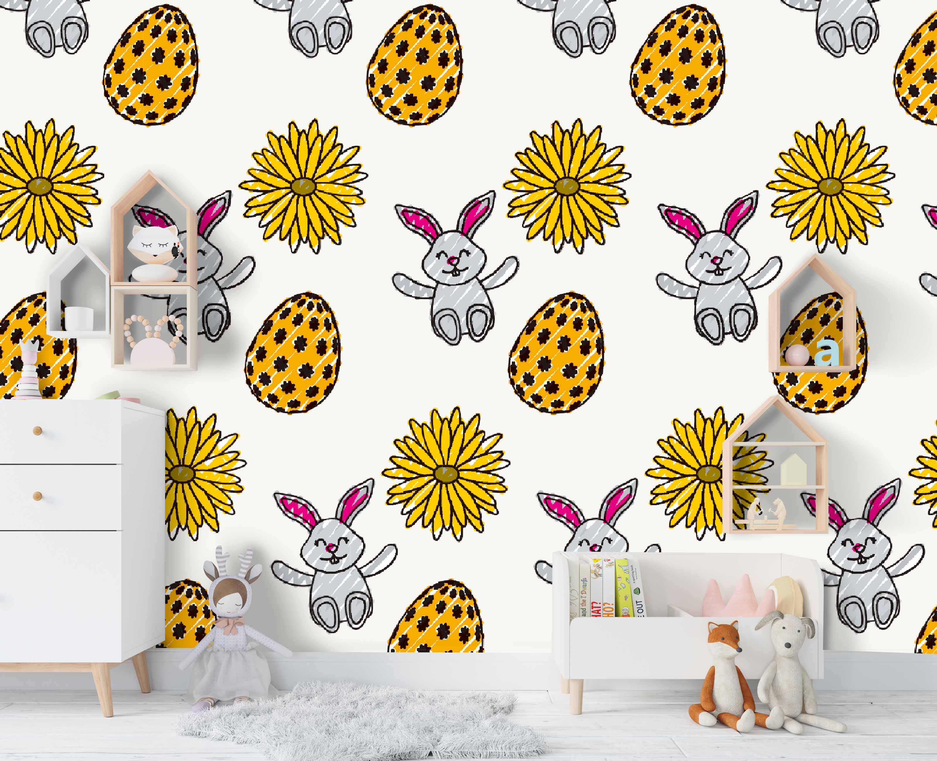 3D Cartoon Animal Fruit Pattern Wall Mural Wallpaper 76