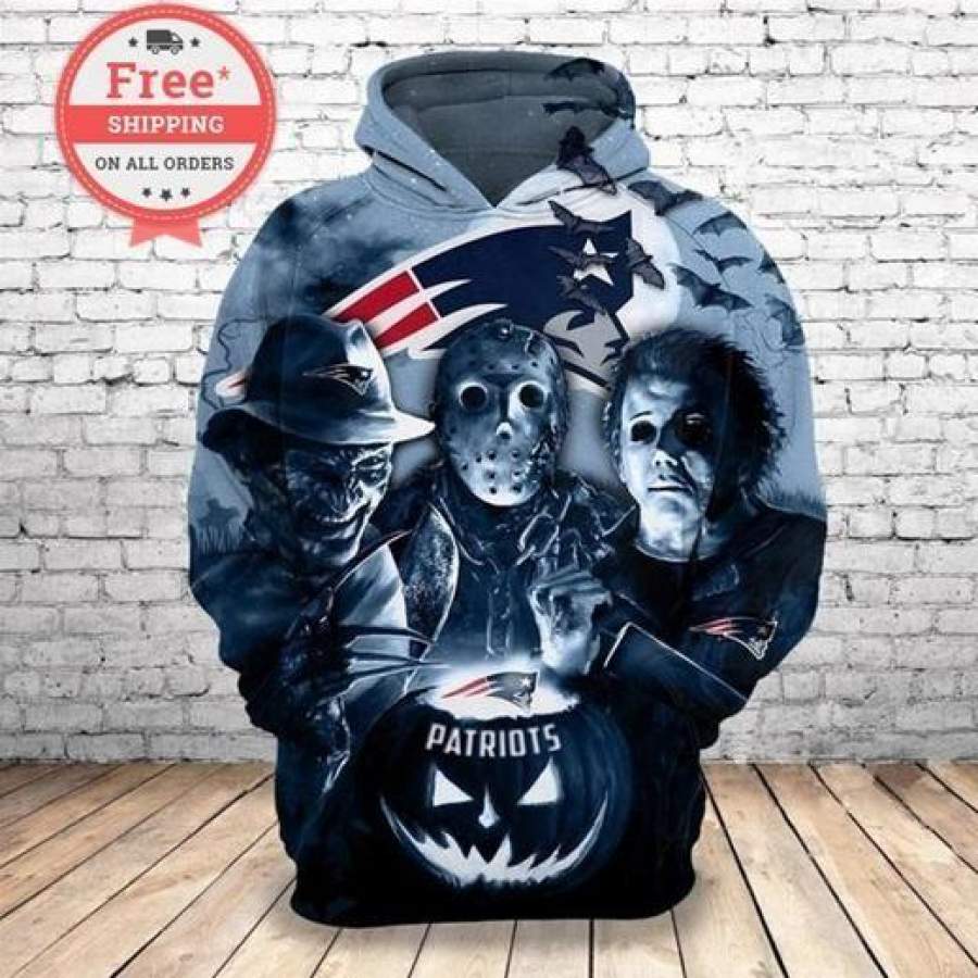 New England Patriots Horror Hoodie Unisex 3D All Over Print