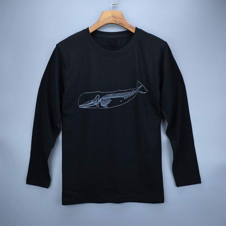 Whale Drop Male Long-sleeved T-shirt Cotton Art Print to the Last Gentleness of the Sea