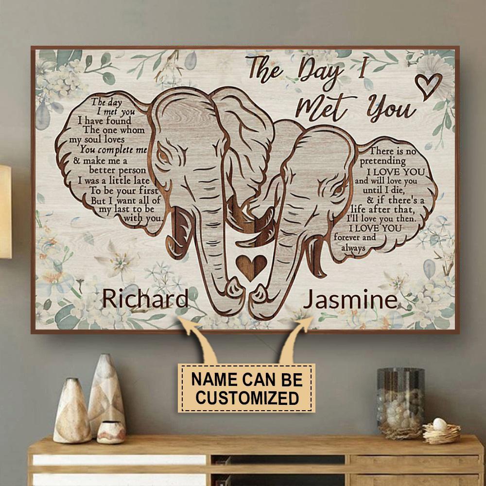 Personalized Elephant The Day I Met You Custom Name Matte Canvas