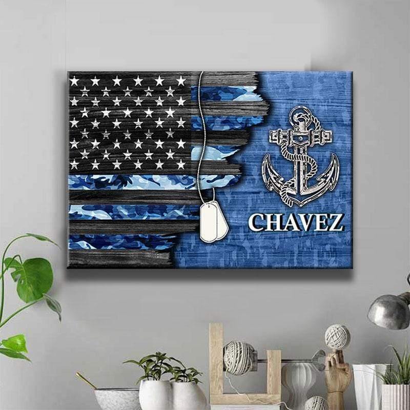 [Personalized Name] Half Camouflage Navy – Gift For Father’S Day, Gift For Home Decor – Canvas Print