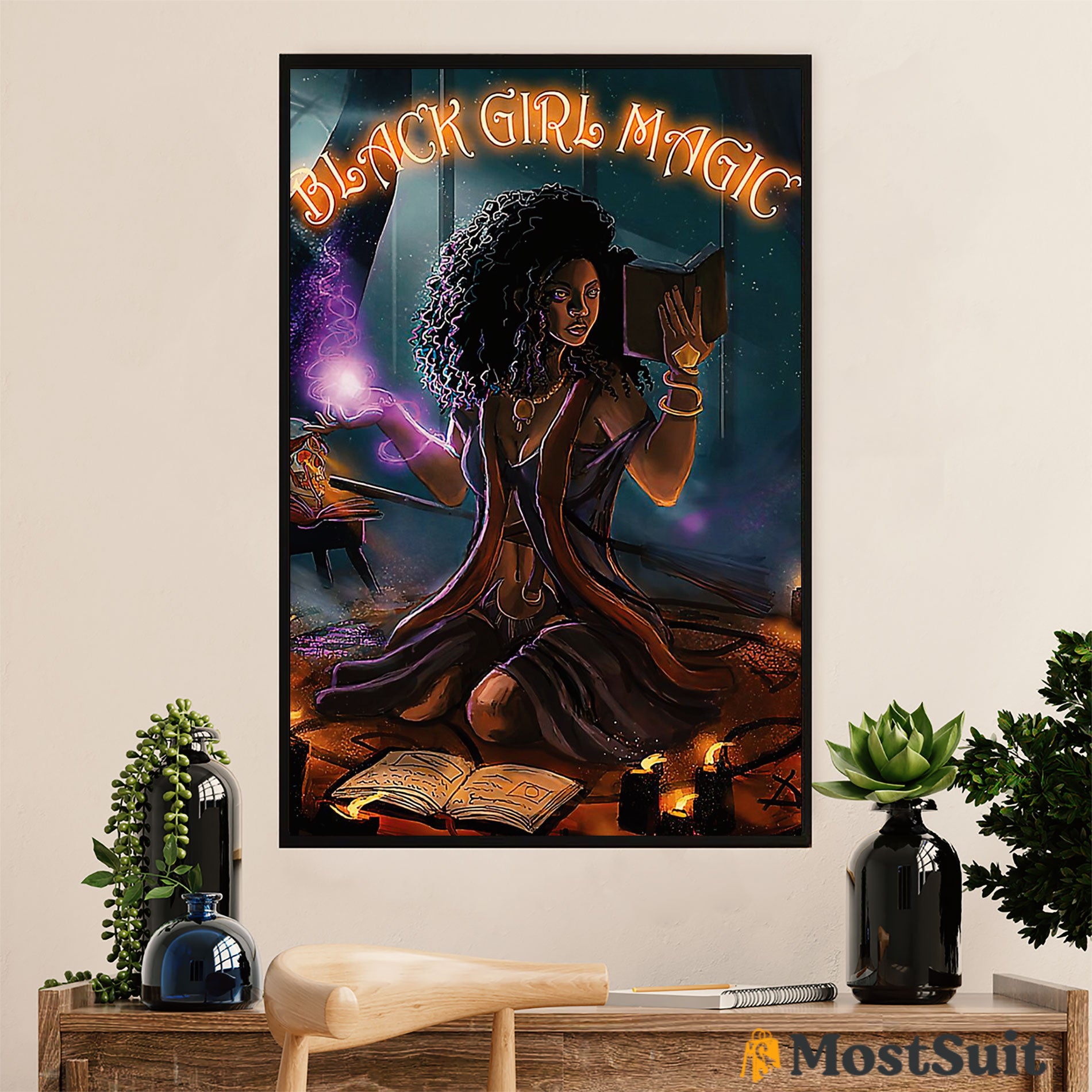 African American Afro Poster | Gift For Black Girl | Juneteenth Day Room Wall Art – Black Girl Magic Witch