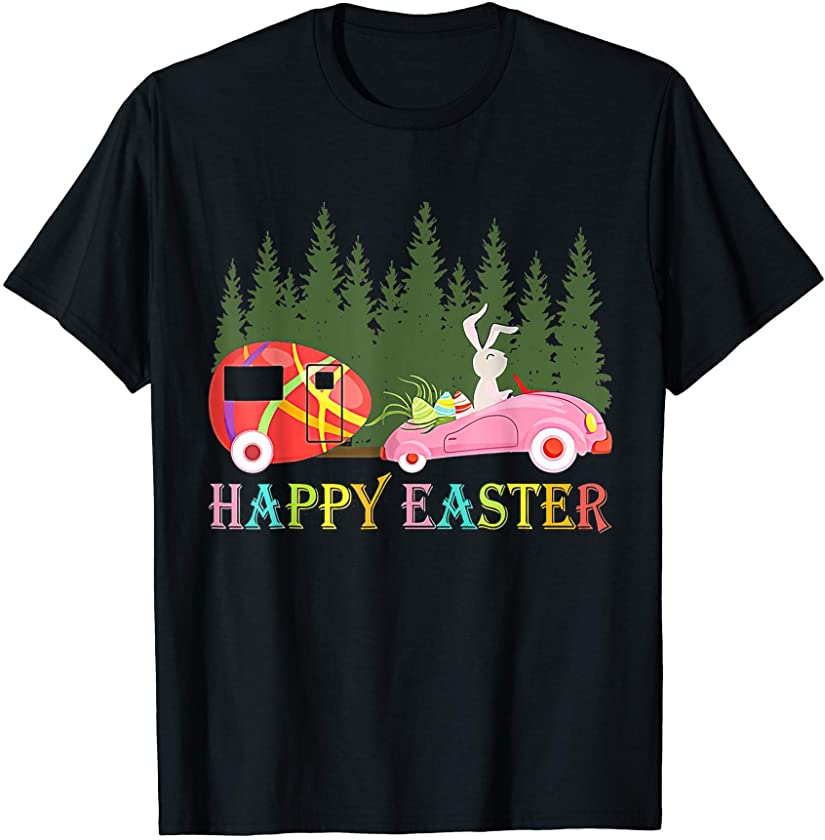 2021 Camping Easter Day Bunny Eggs Costume Kids T-Shirt