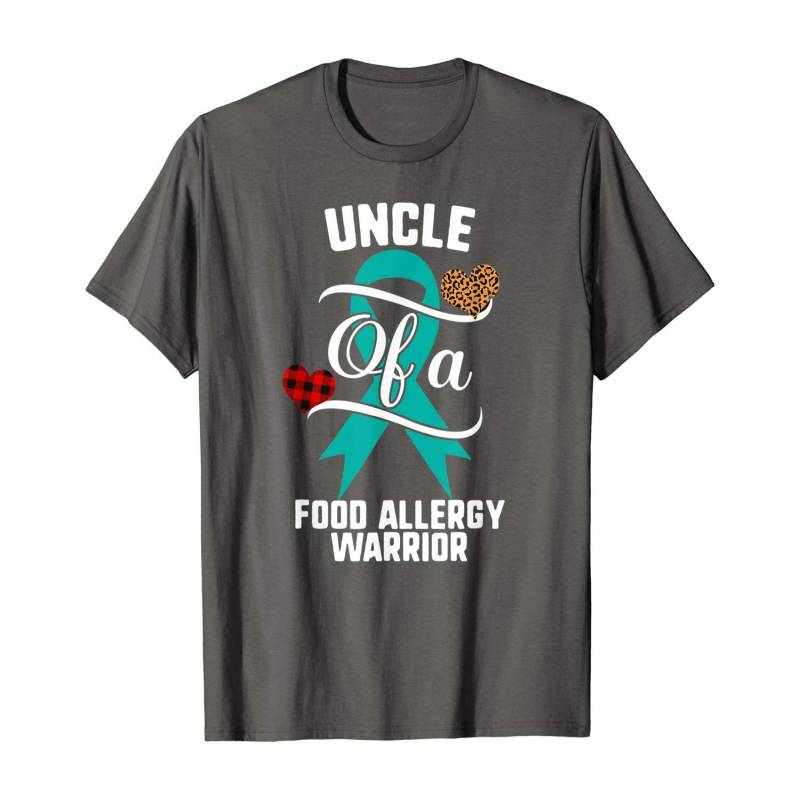 Uncle Food Allergy Awareness Leopard Buffalo Plaid Family T-shirt