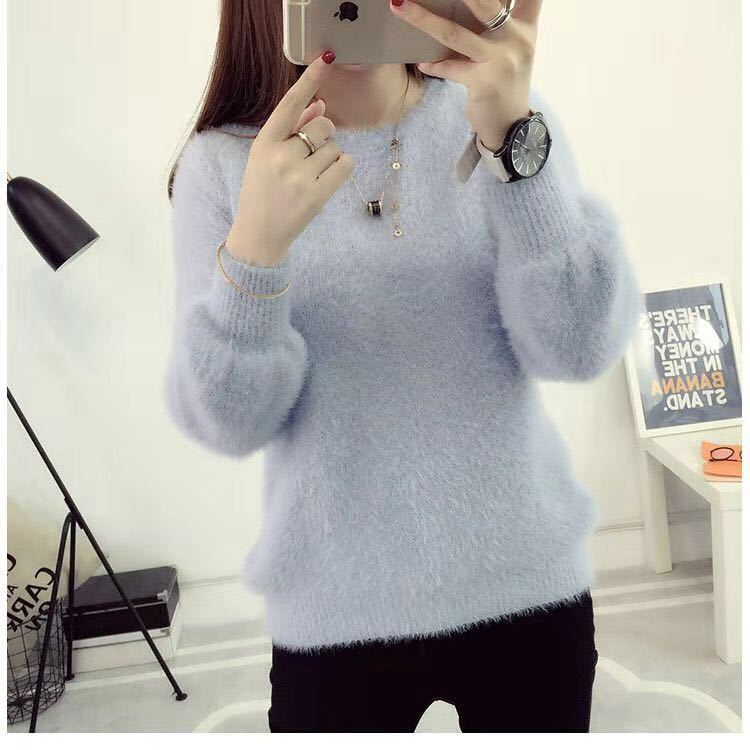 Woman Sweaters Chandails Imitated Mink Sweater Pullover Mohair Loose Long Wool Sweater Women’s Fur alx