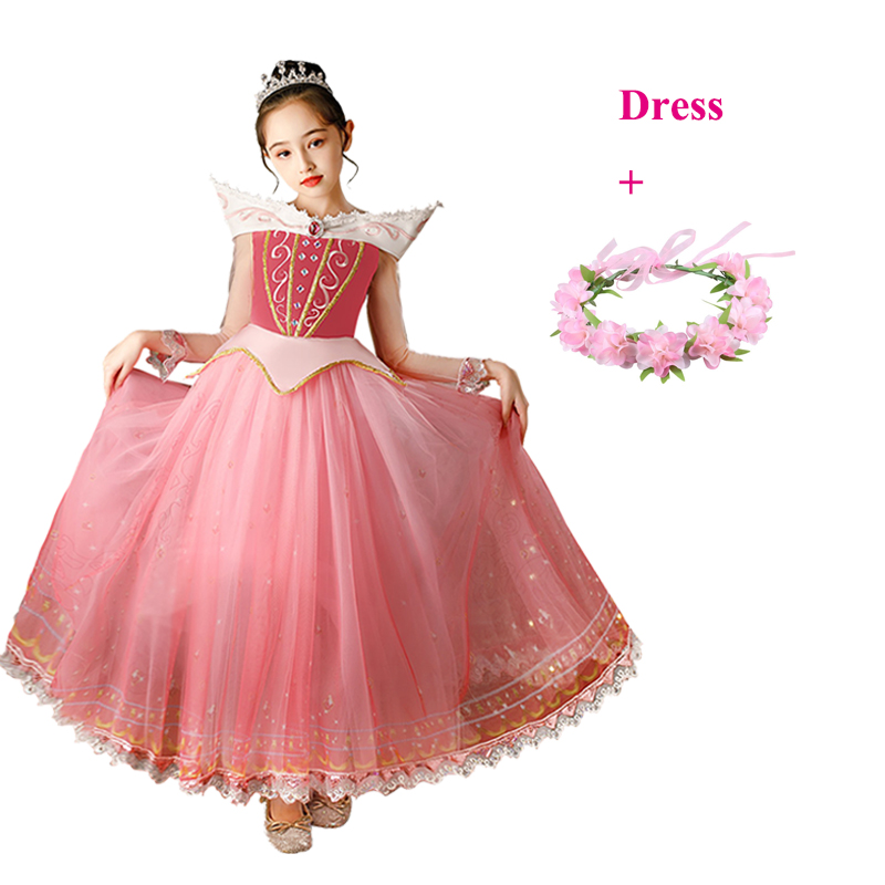 Aurora Princess Girls Dress Sleeping Beauty Dress Up Christmas Cosplay Gown Girls Children Luxury Aurora Halloween Costume alx