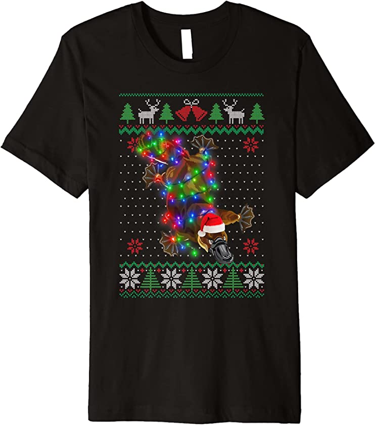 Platypus Animal Ugly Sweater Christmas Puppy Animal Lover Premium T-Shirt