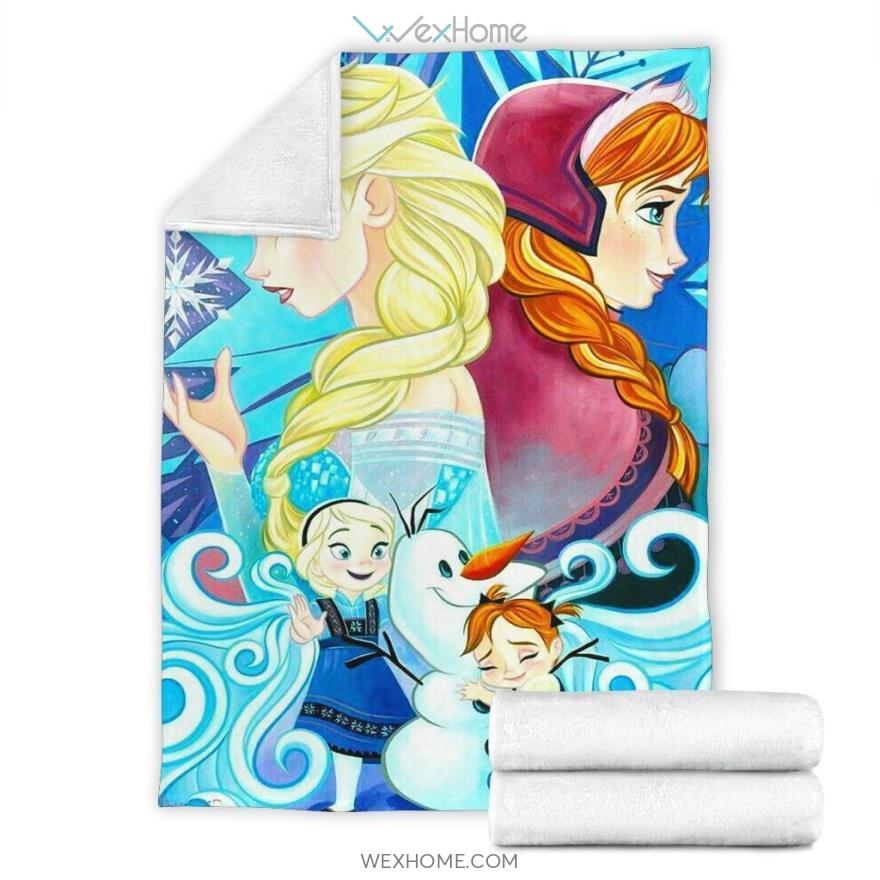 Cute Frozen Blanket Elsa Anna Olaf Fan Gift Cartoon Premium Blanket W1124