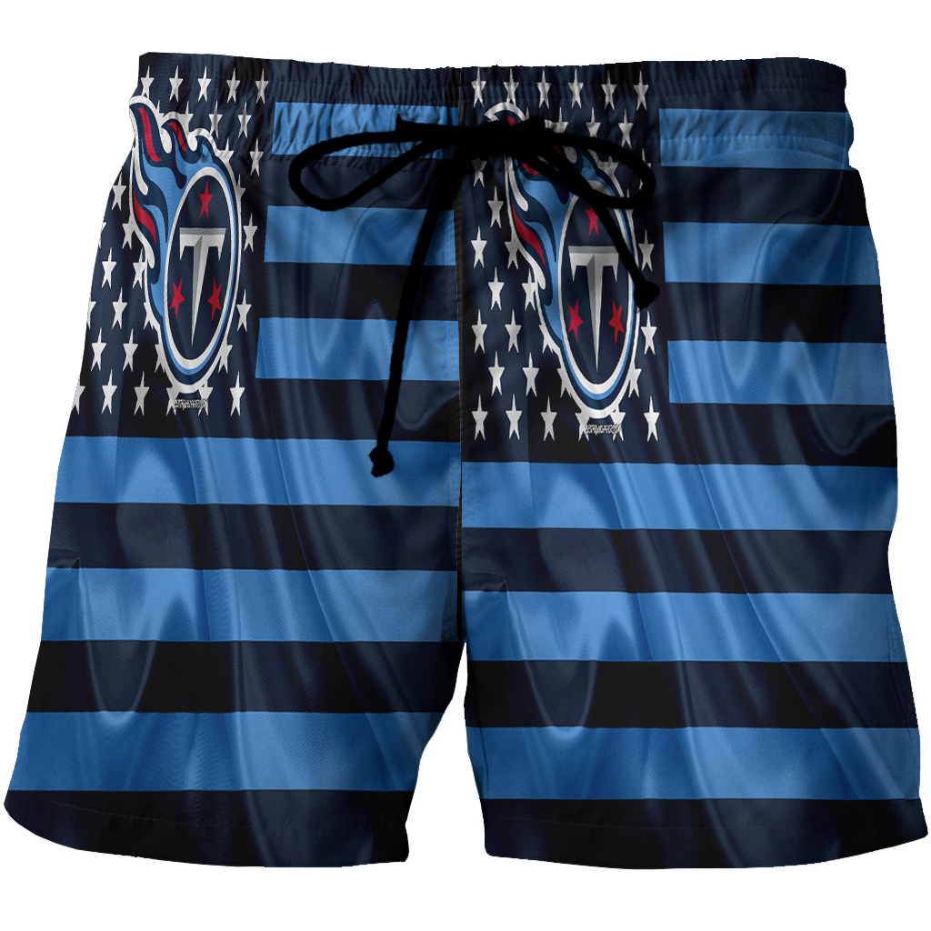 Tennessee Titans American Flag V23 3D All Over Print Summer Beach Hawaiian Short