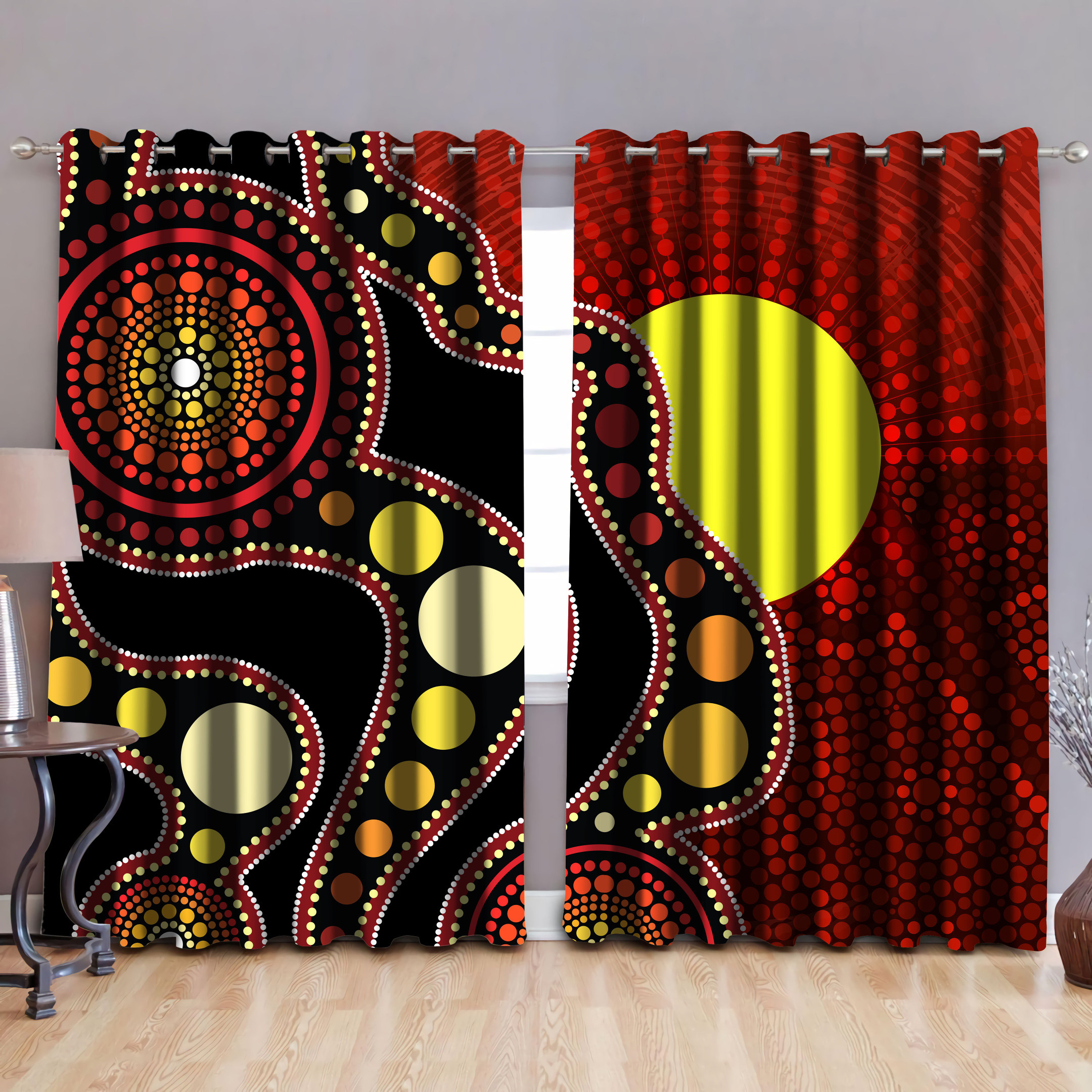 Aboriginal Flag Circle Dot Painting Thermal Grommet All Over Print ...