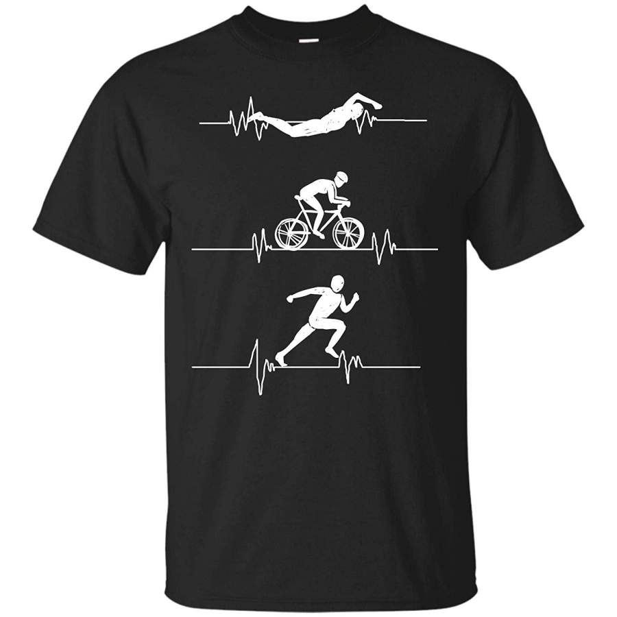 Triathlon Swimming – Cycling – Running Heartbeat T Shirt