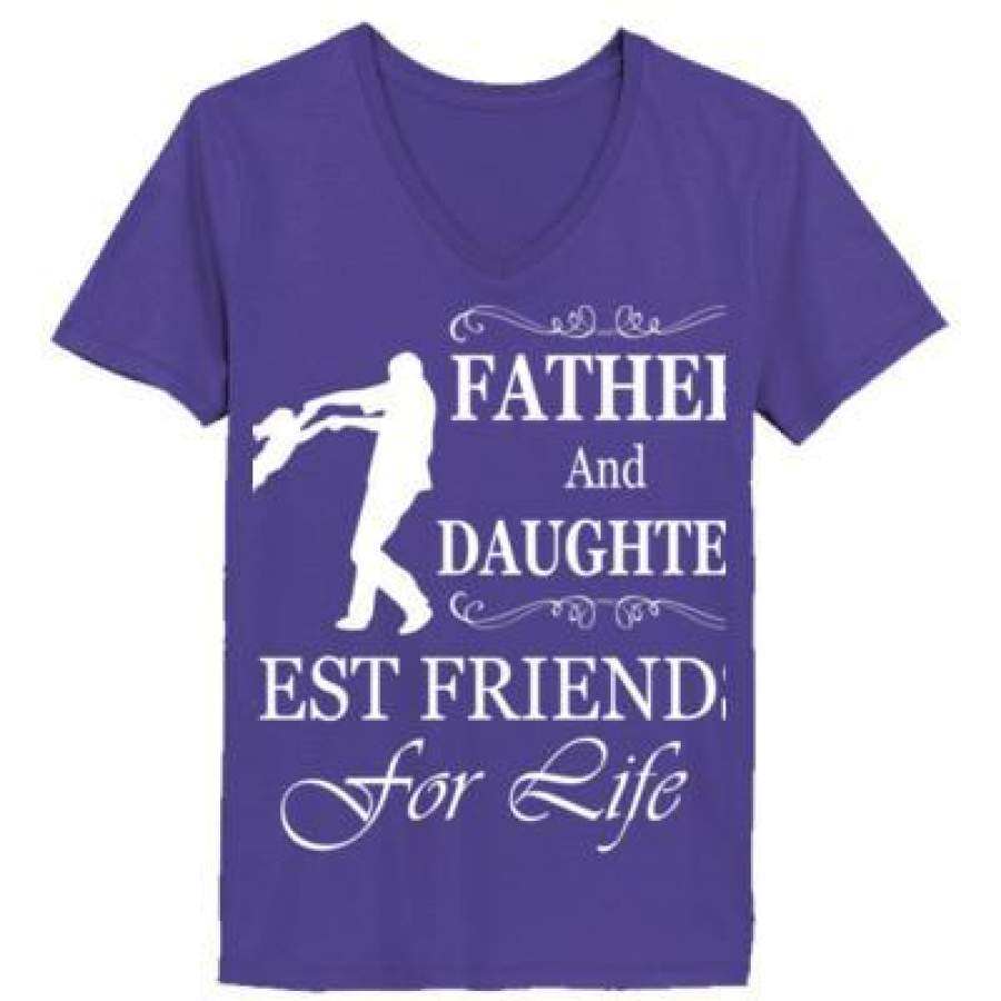 AGR Father And Daughter Best Friends For Life – Ladies’ V-Neck T-Shirt