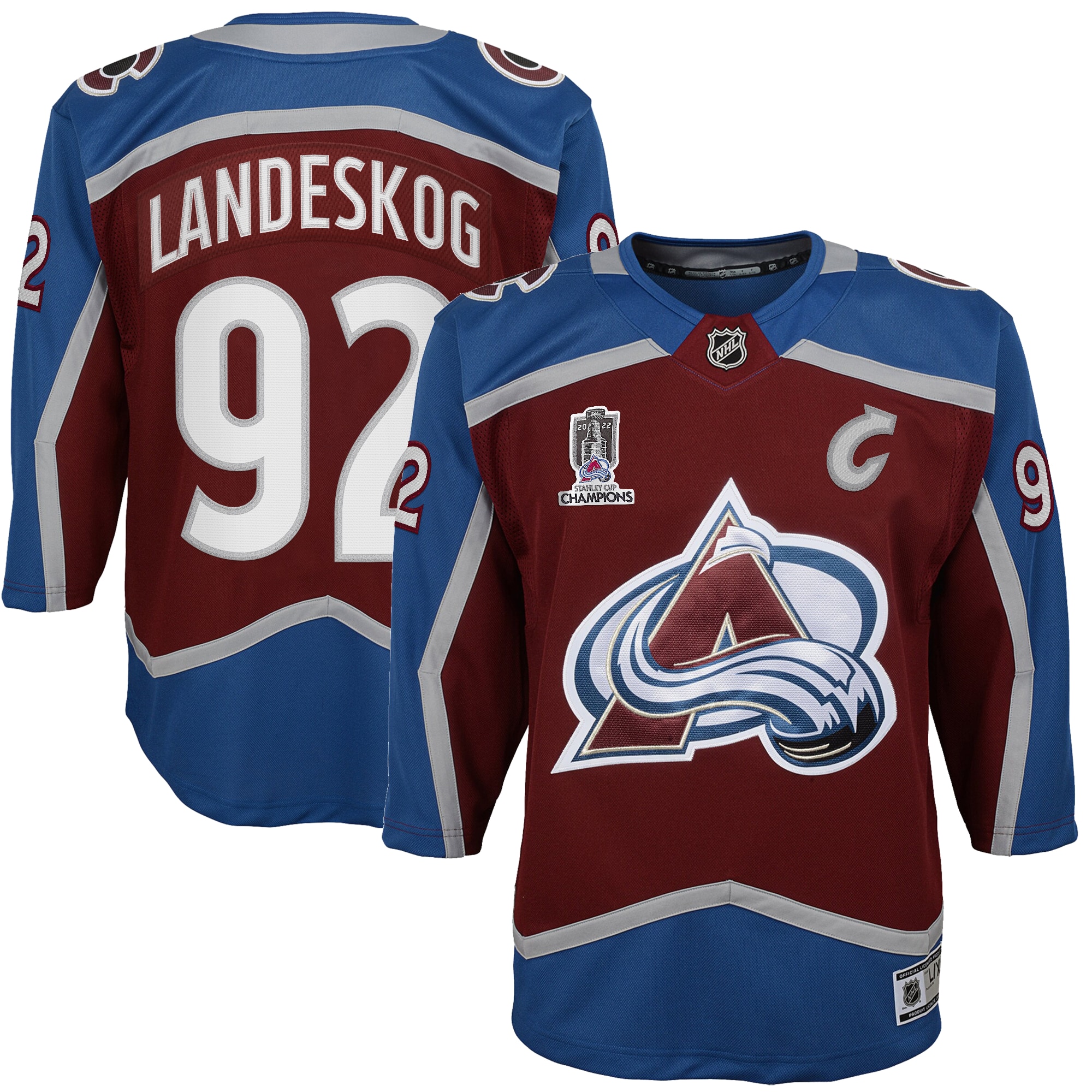 Gabriel Landeskog Colorado Avalanche Youth Home 2022 Stanley Cup Champions Premier Player Jersey – Burgundy