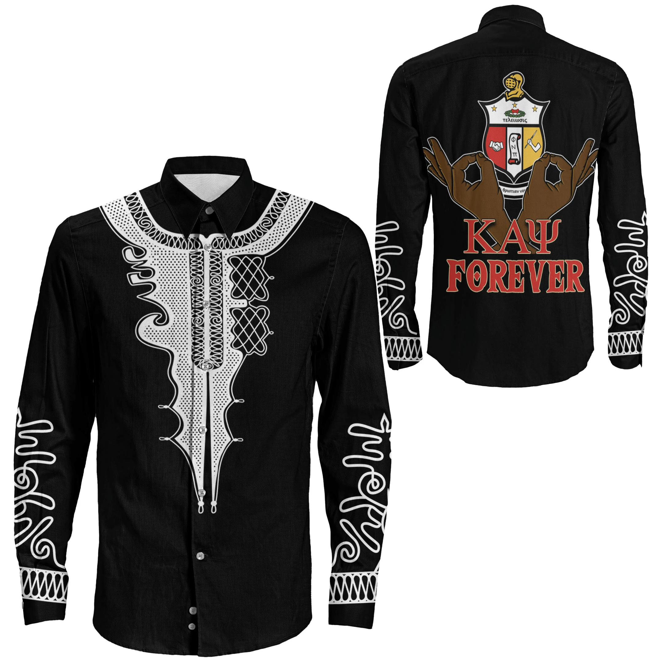 Wonderprint Shirt Kappa Alpha Psi Forever Long Sleeve Button Shirt Lt10