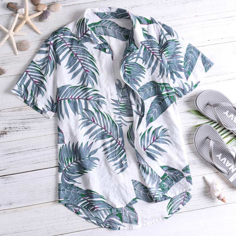 Seaside Shirts Tropical Floral Summer Men Tops Casual Hawaii Shirt Short Sleeve Ha110006