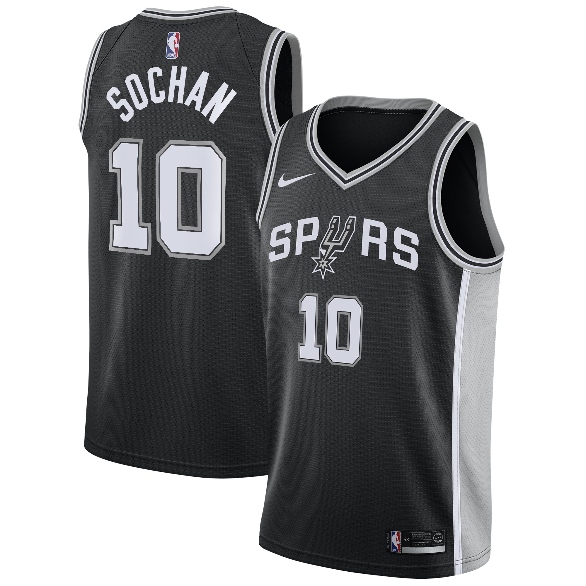 San Antonio Spurs Icon Edition Swingman Jersey – Black – Jeremy Sochan – Youth