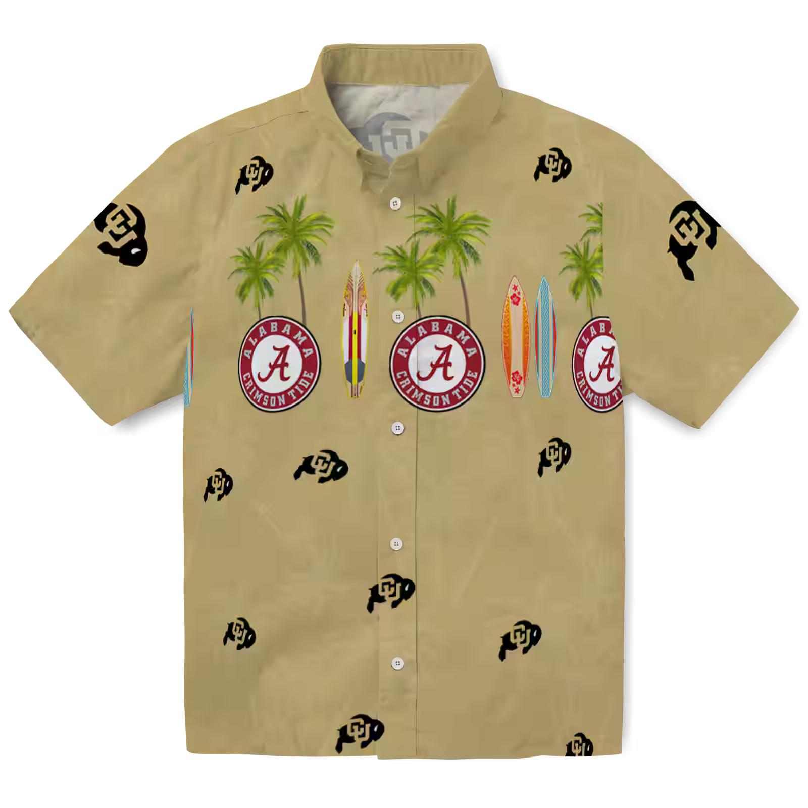 Colorado Buffaloes Surfboard Palm Gold Hawaiian Shirt