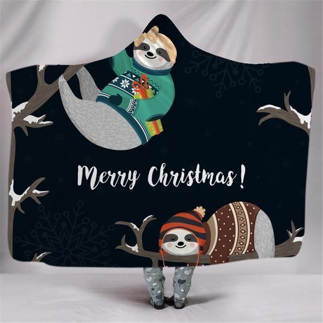 X-Mas Cozy Sloth Hooded Blanket Christmas Decoration Ideas