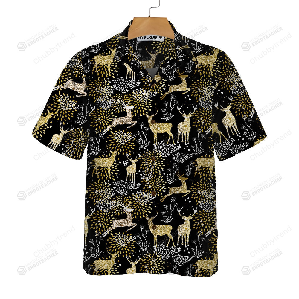 Christmas Golden Reindeers Hawaii Shirt Ha51654