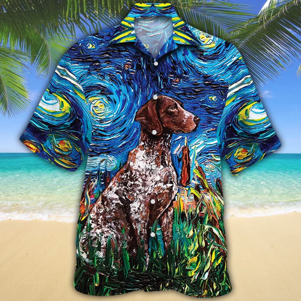 German Shorthaired Pointer Dog Lovers Night Hawaiian Shirt – Hawaiian Shirt For Men, Hawaiian Shirt For Women, Aloha Shirt