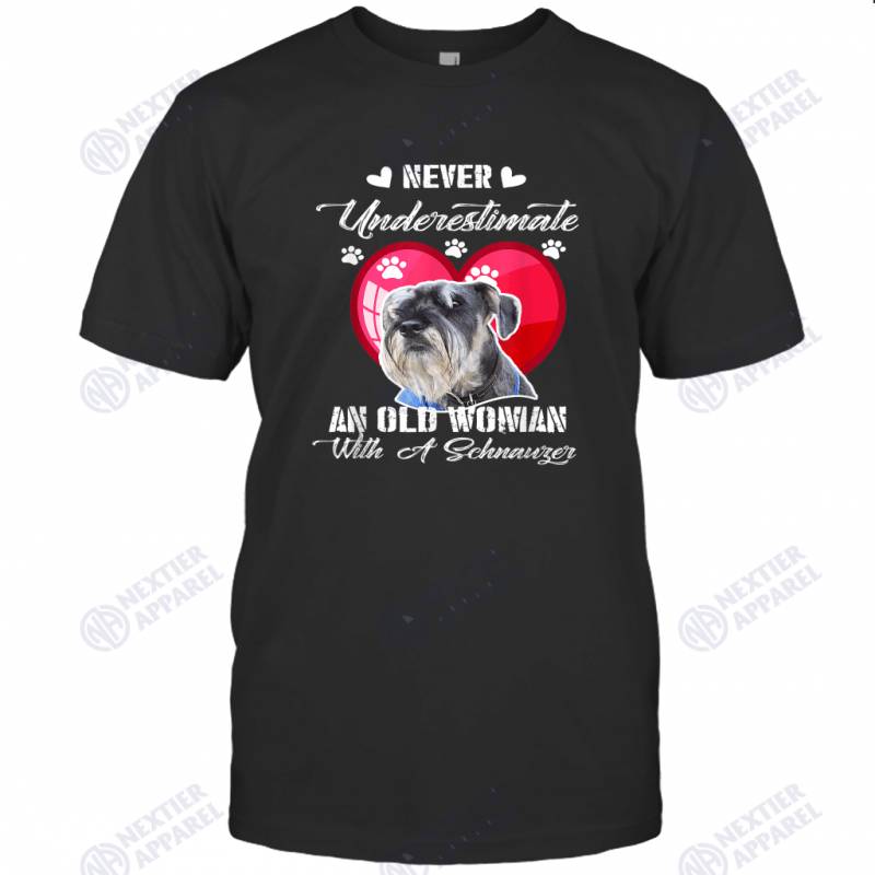 Never Underestimate An Old Woman With A Schnauzer Puppy Dog T-shirt