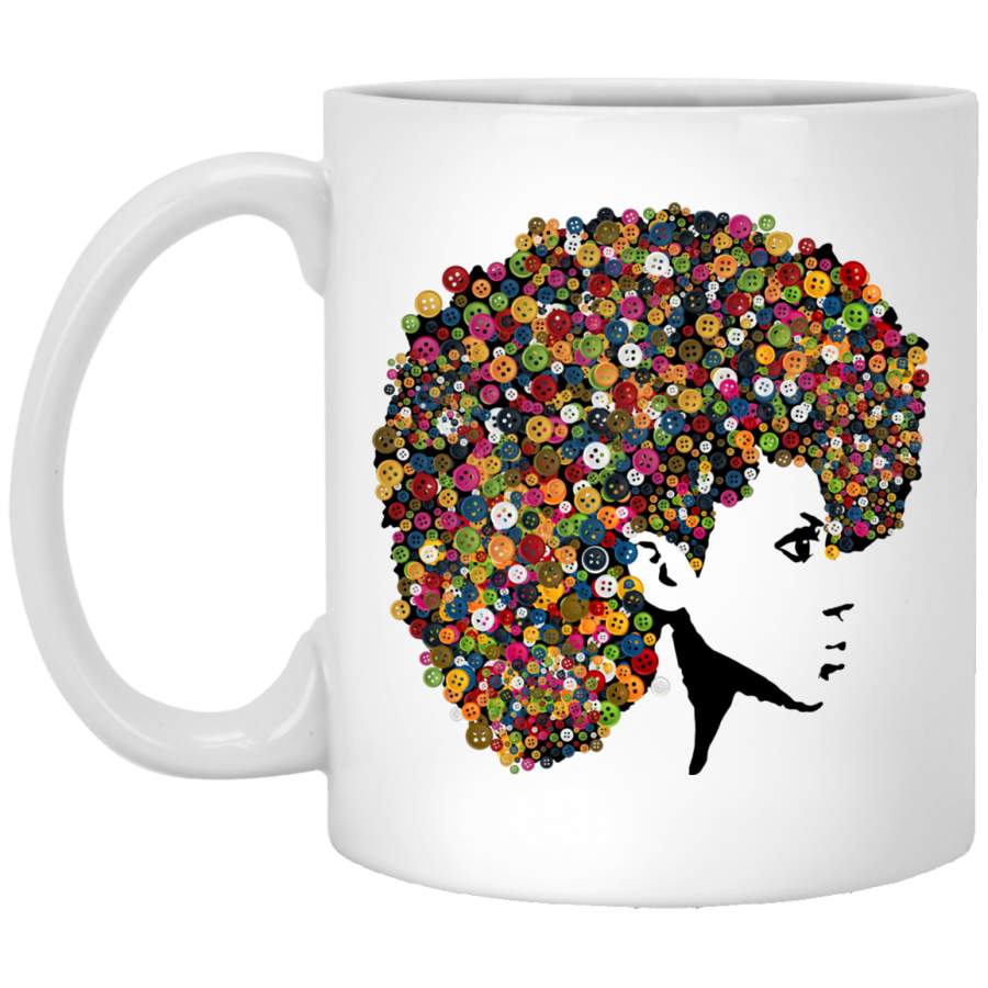 African American Coffee Mug Black Girl With Button Hair African Girl Afro Art 11oz – 15oz White Mug