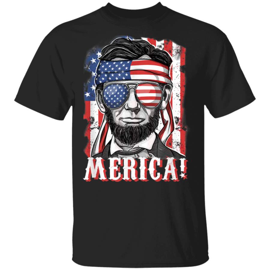 4th of July President Lincoln Shirt Gift Women Men USA Flag TShirt