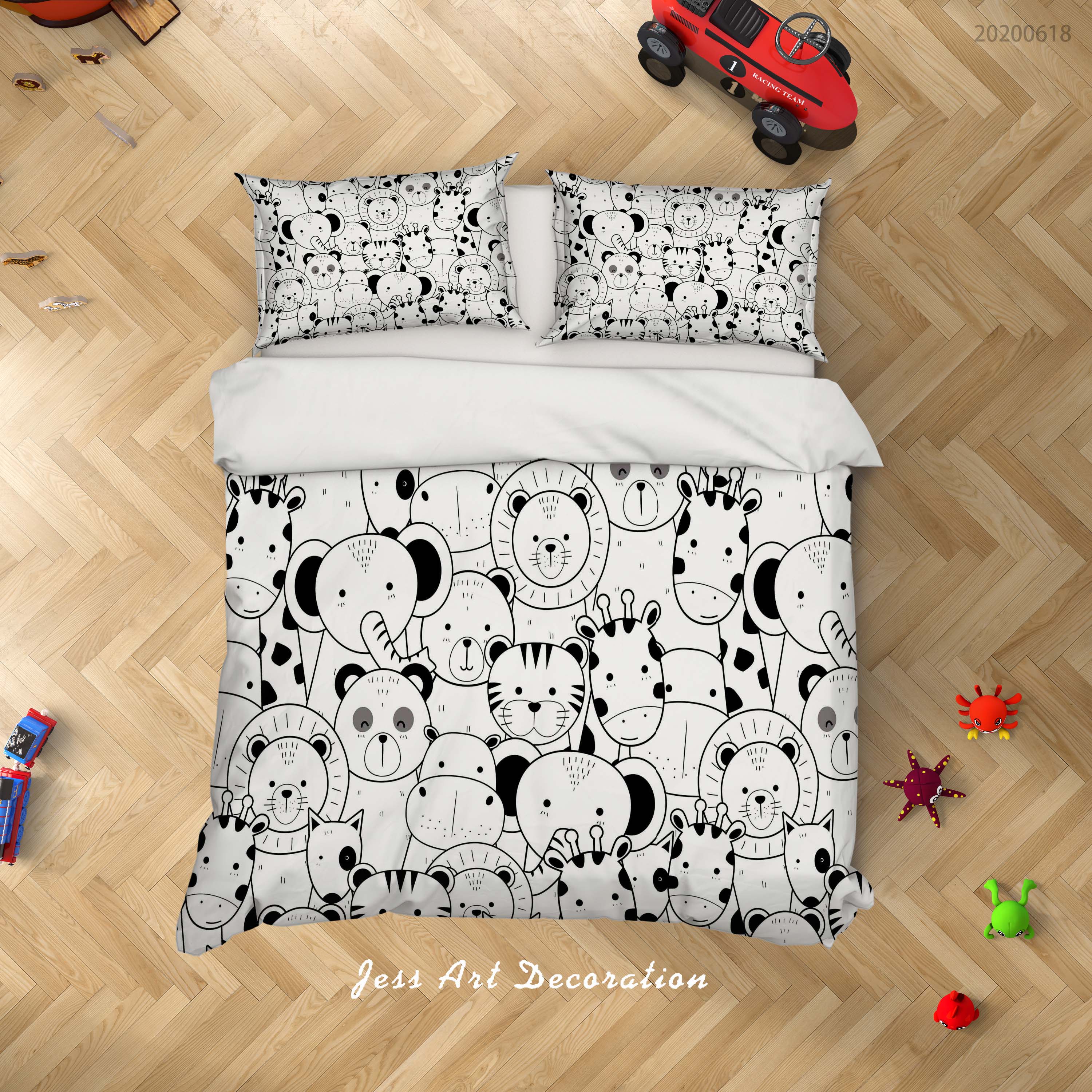 3D Cartoon Animal Quilt Cover Set Bedding Set Duvet Cover Pillowcases Sf35