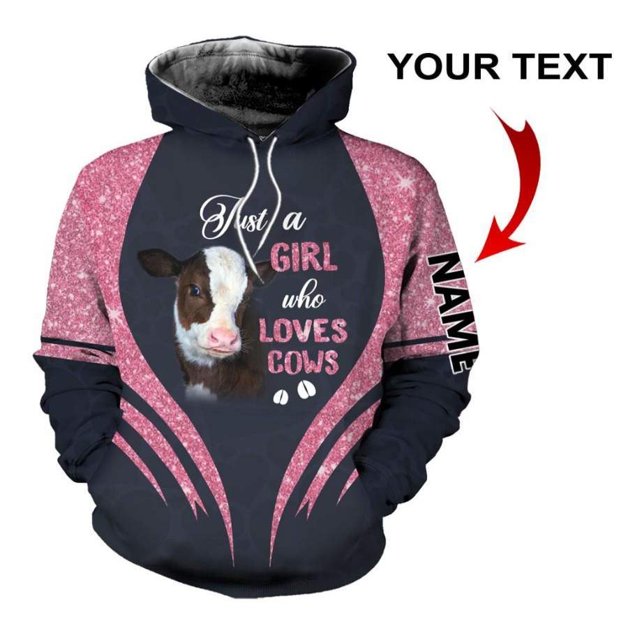 Pink Just A Girl Who Loves Cows Personalized Unisex Hoodie HG