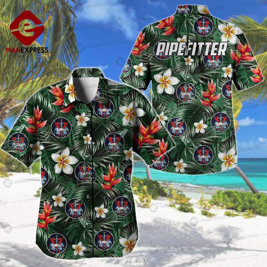 Pipefitter Safety Printed Hawaiian Shirt Utaz Ha91688