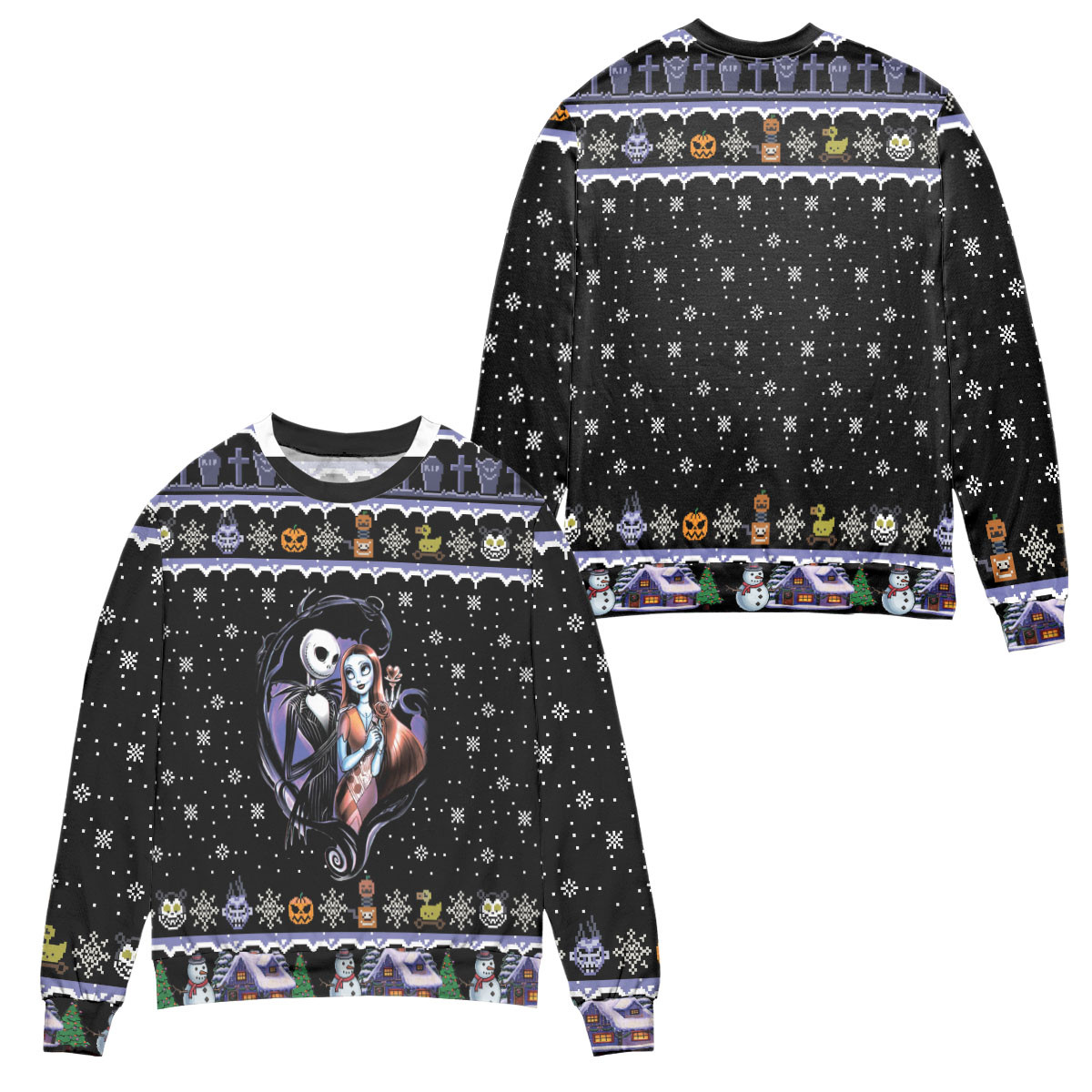 Jack Skellington Sally Halloween The Nightmare Before Christmas Ugly Christmas Sweater – All Over Print 3D Sweater