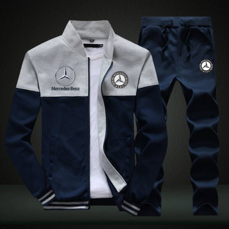 Mercedes Sweatshirt +Sweatpants Mens Clothing 2 Pieces Sets Slim Tracksuit