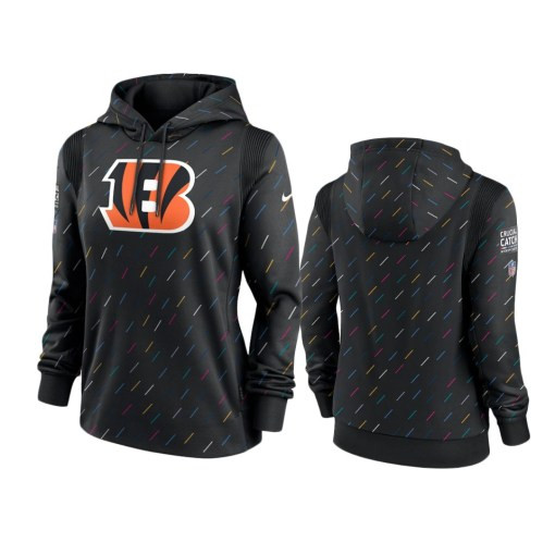 Women Cincinnati Bengals Anthracite 2021 Crucial Catch Therma Pullover Hoodie