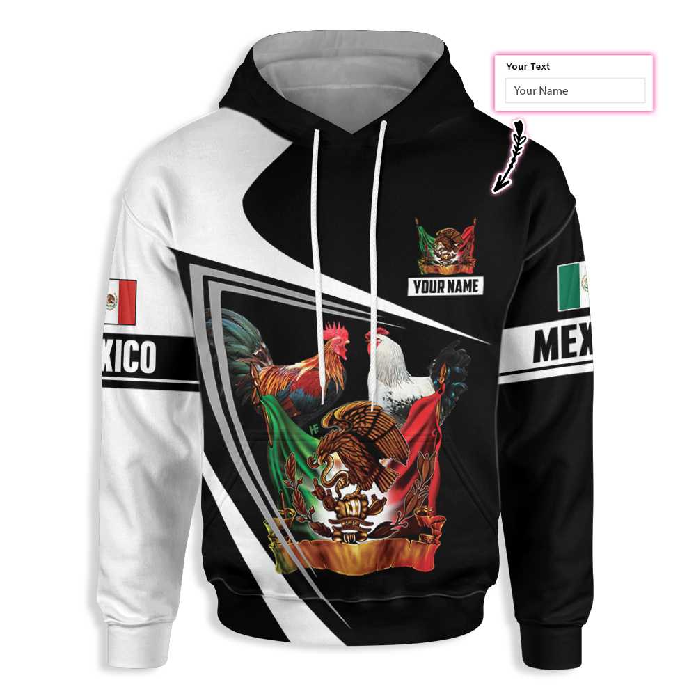 Rooster Mexico Custom All Over Print Hoodie, Personalized Mexico Hoodie For Men & Women