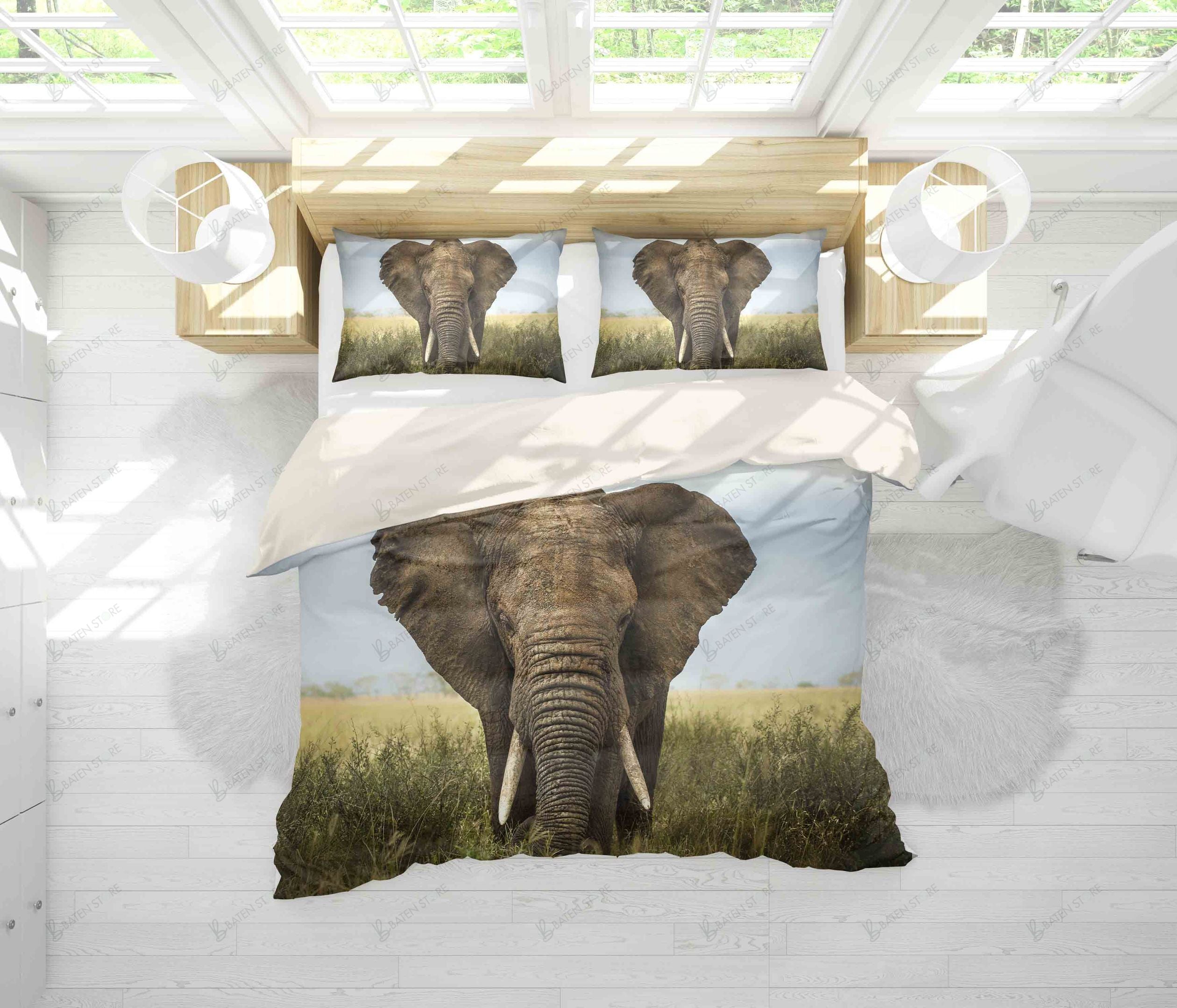 3D Elephant Meadow Bedding Set Bedroom Decor