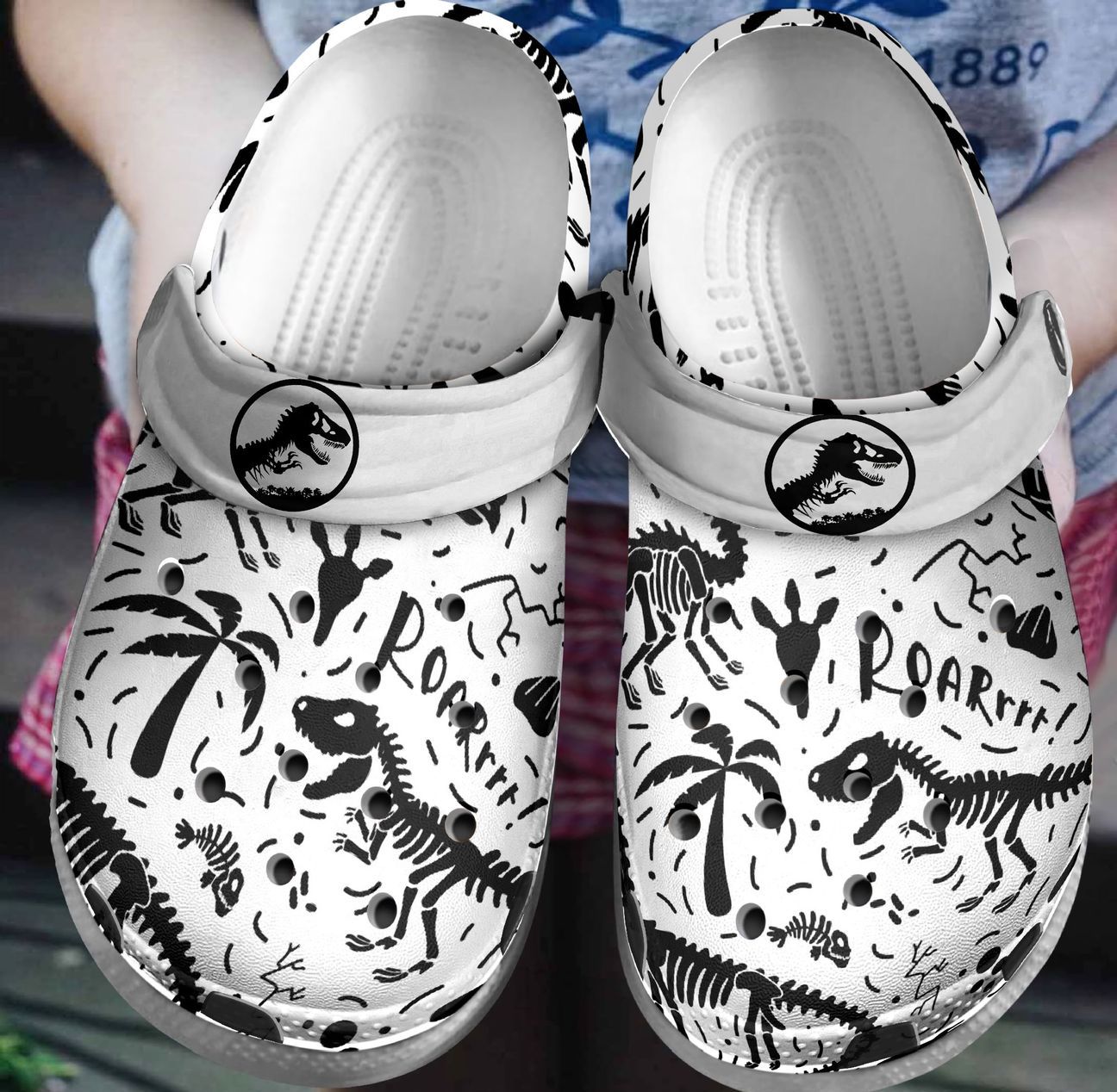 Dinosaur Personalized Clog, Custom Name, Text, Color, Number Fashion Style For Women, Men, Kid, Print 3D Dinosaur Skeletons