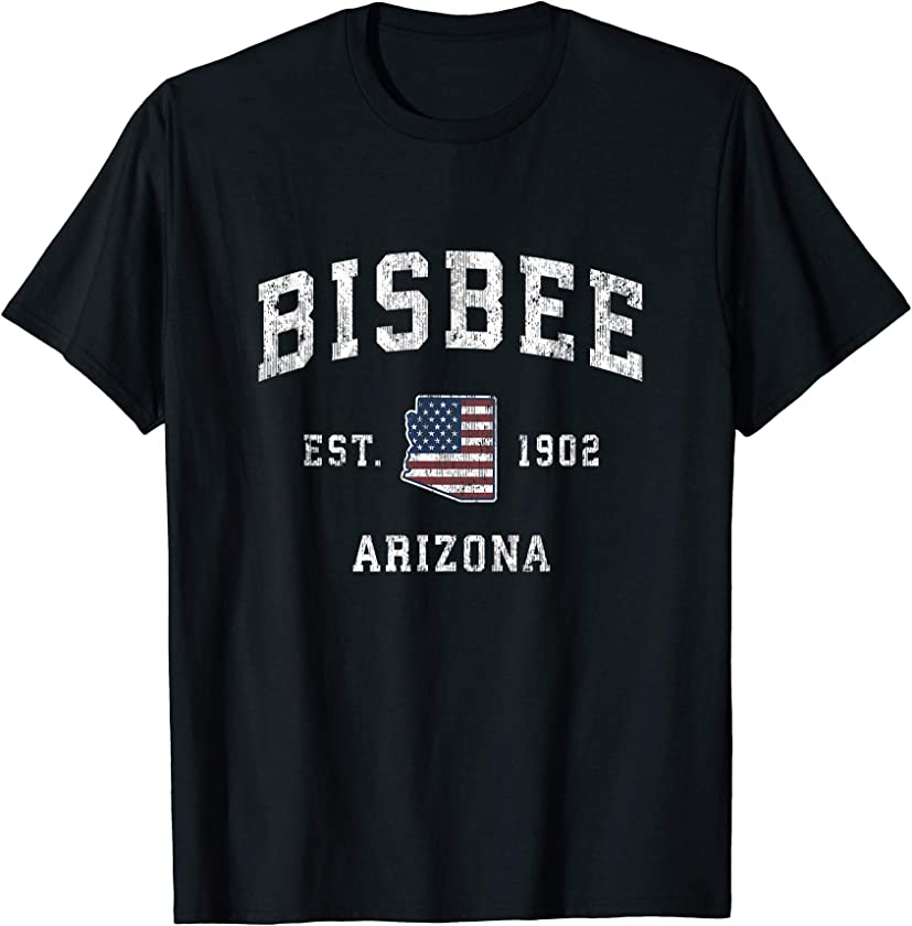 Bisbee Arizona AZ Vintage American Flag Sports Design T-Shirt