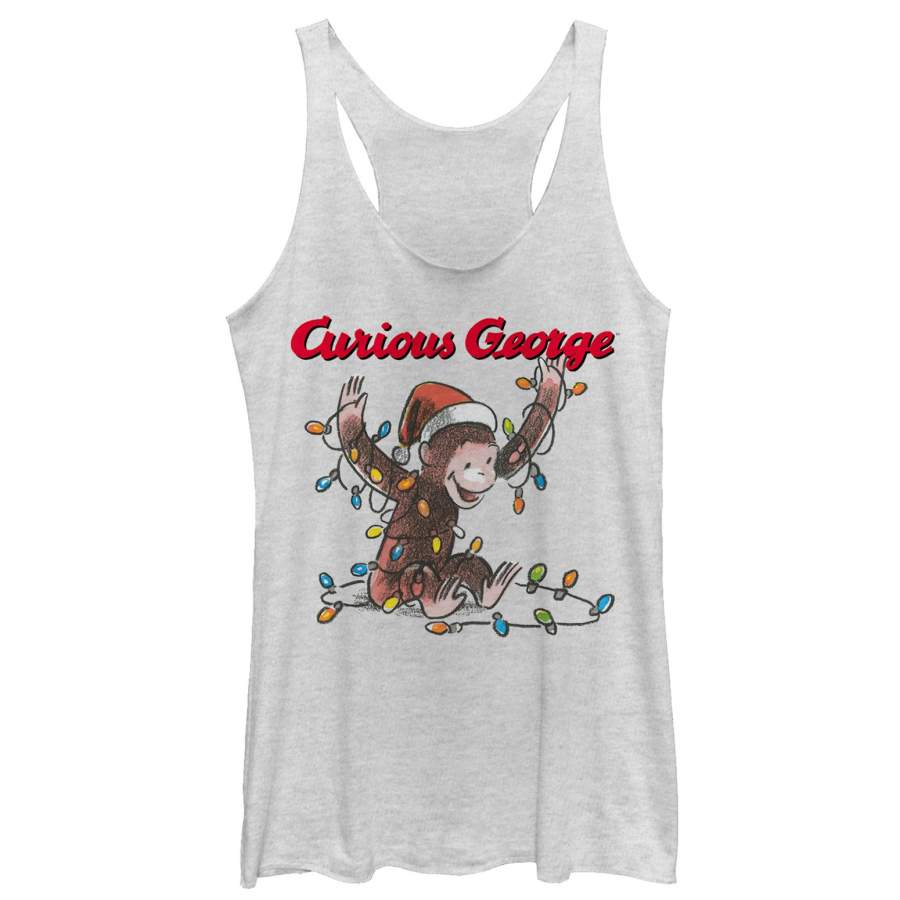 Curious George Women’s Christmas Light Game  Racerback Tank