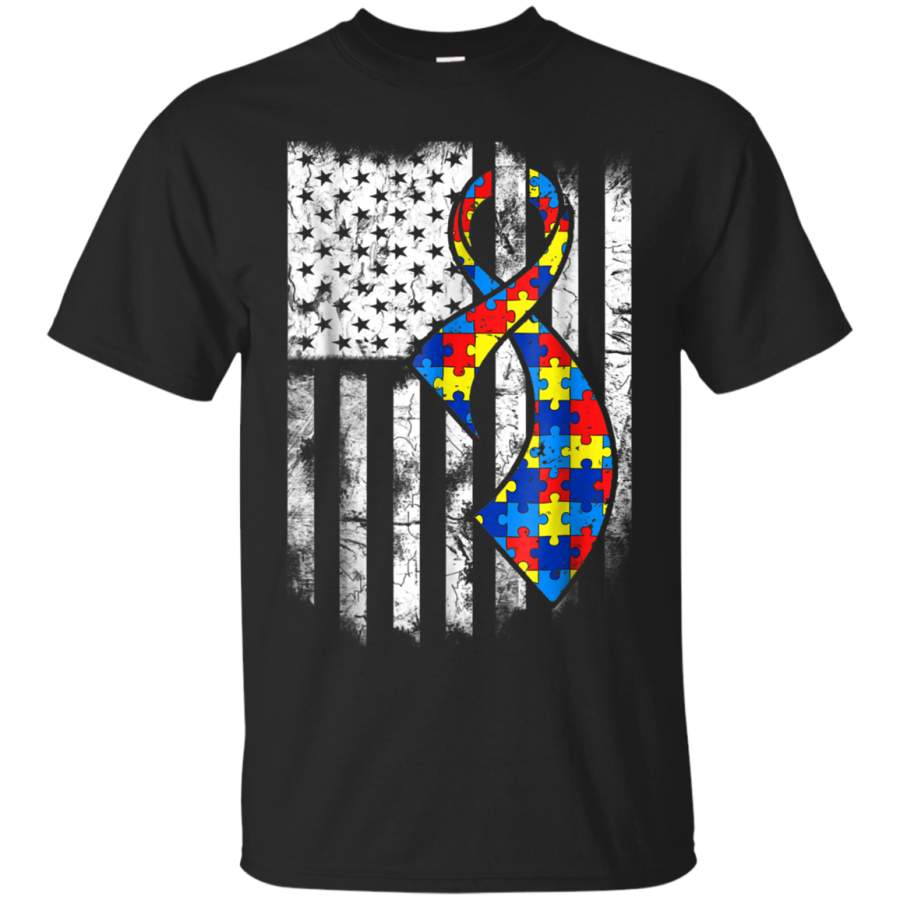 AGR Autism Awareness Shirt American Flag Distressed Empathy Gift