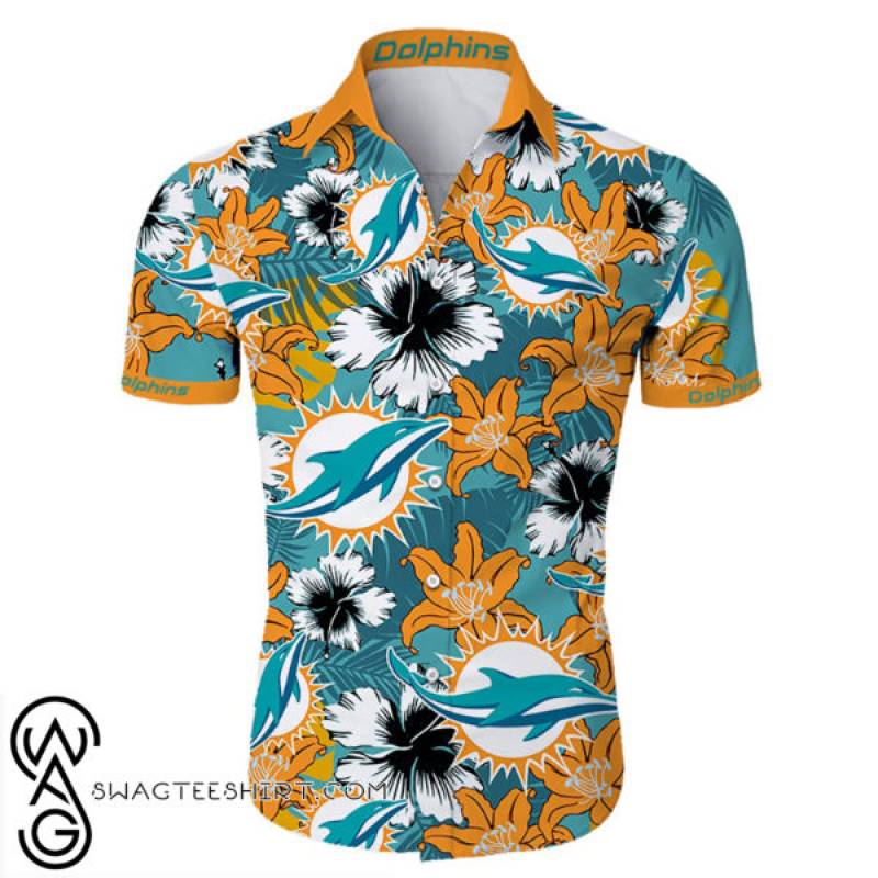 Miami dolphins tropical flower hawaiian shirt – Maria