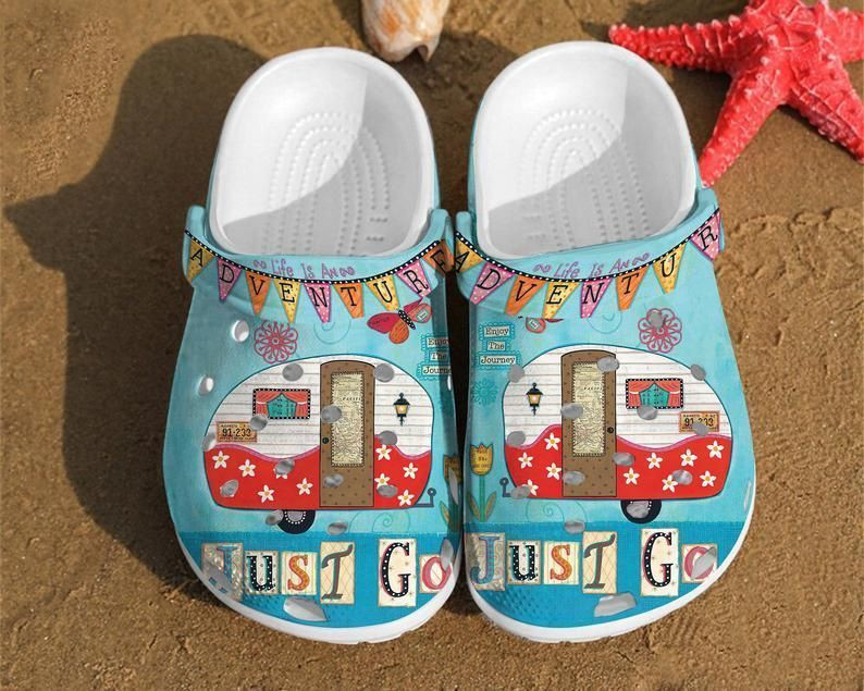 Camping Juts Go Summer Camping Shoes Happy Camper Rubber clog Shoes Comfy Footwear