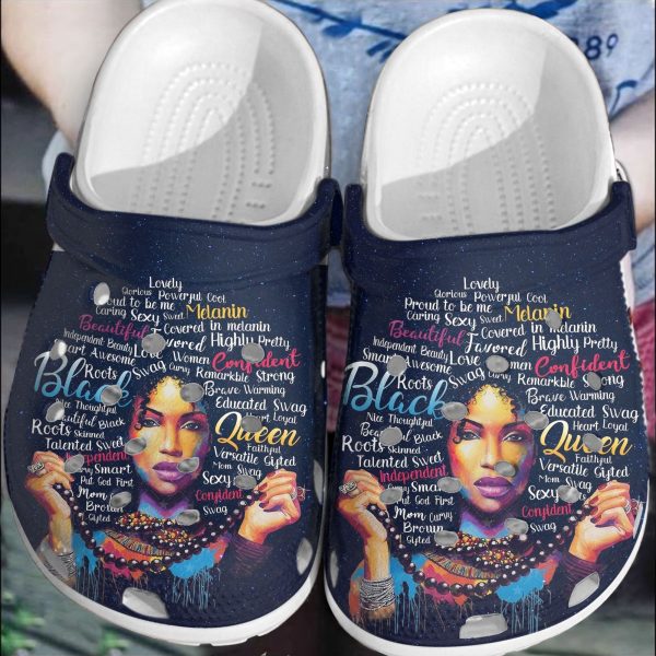 African American Afro Melanin Queen Black Women Crocss Crocband Clog Shoes For Men Women Ht