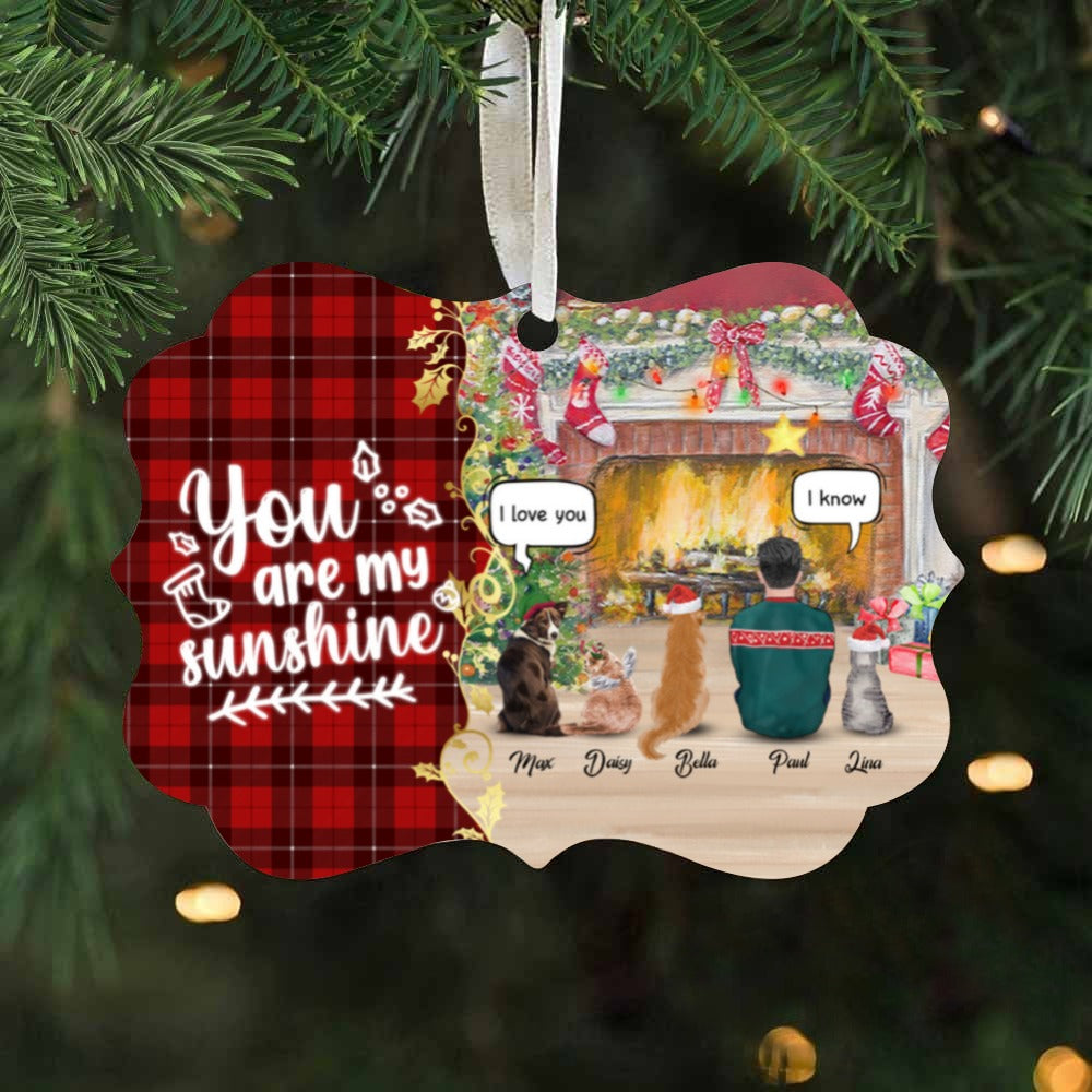 Custom Ornament For Pet Lovers – Christmas Gift – Chubby/Skinny Dad/Mom & Pet Conversation – Life Is Better With Furbabies – Up To 4 Pets/Dogs/Cats – Furlidays