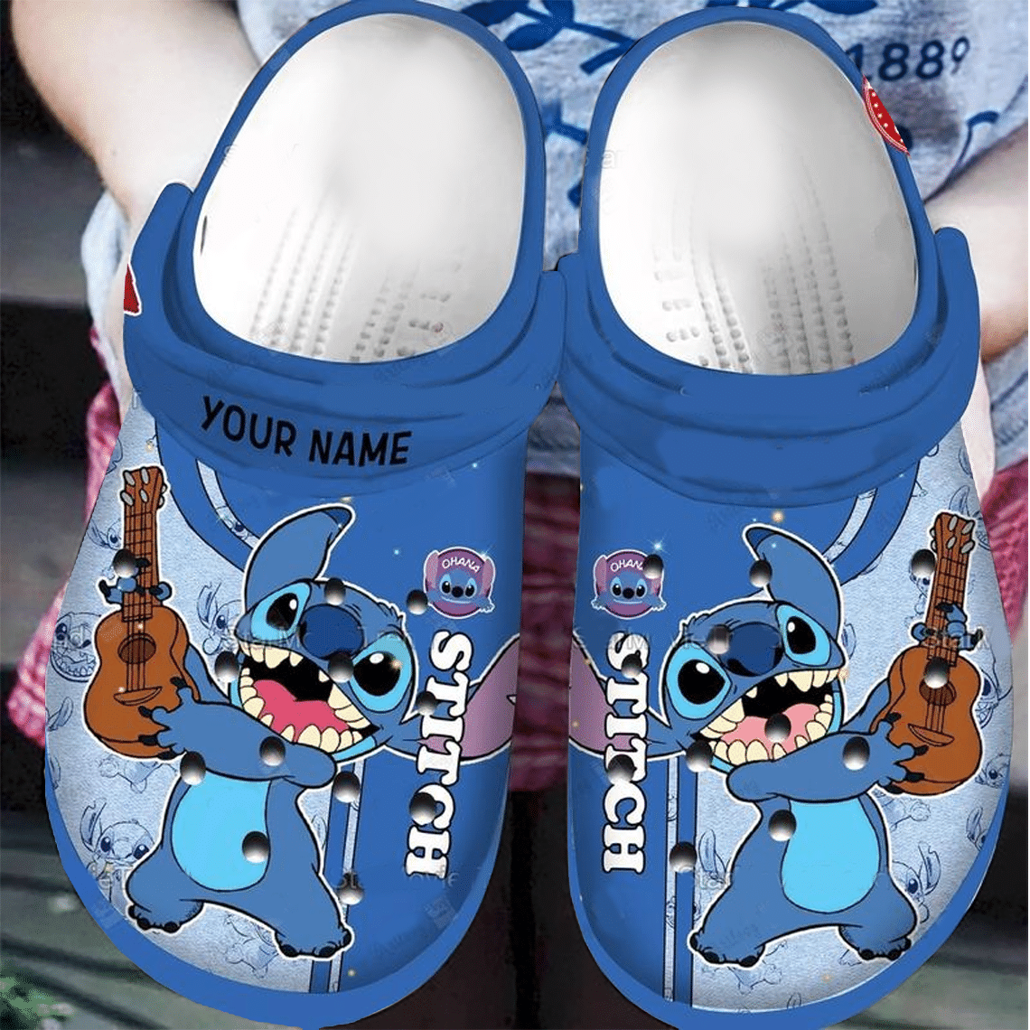 Stitch And Lilo Guitar Gift For Fan Classic Water Rubber Crocs Crocband Clogs, Comfy Footwear