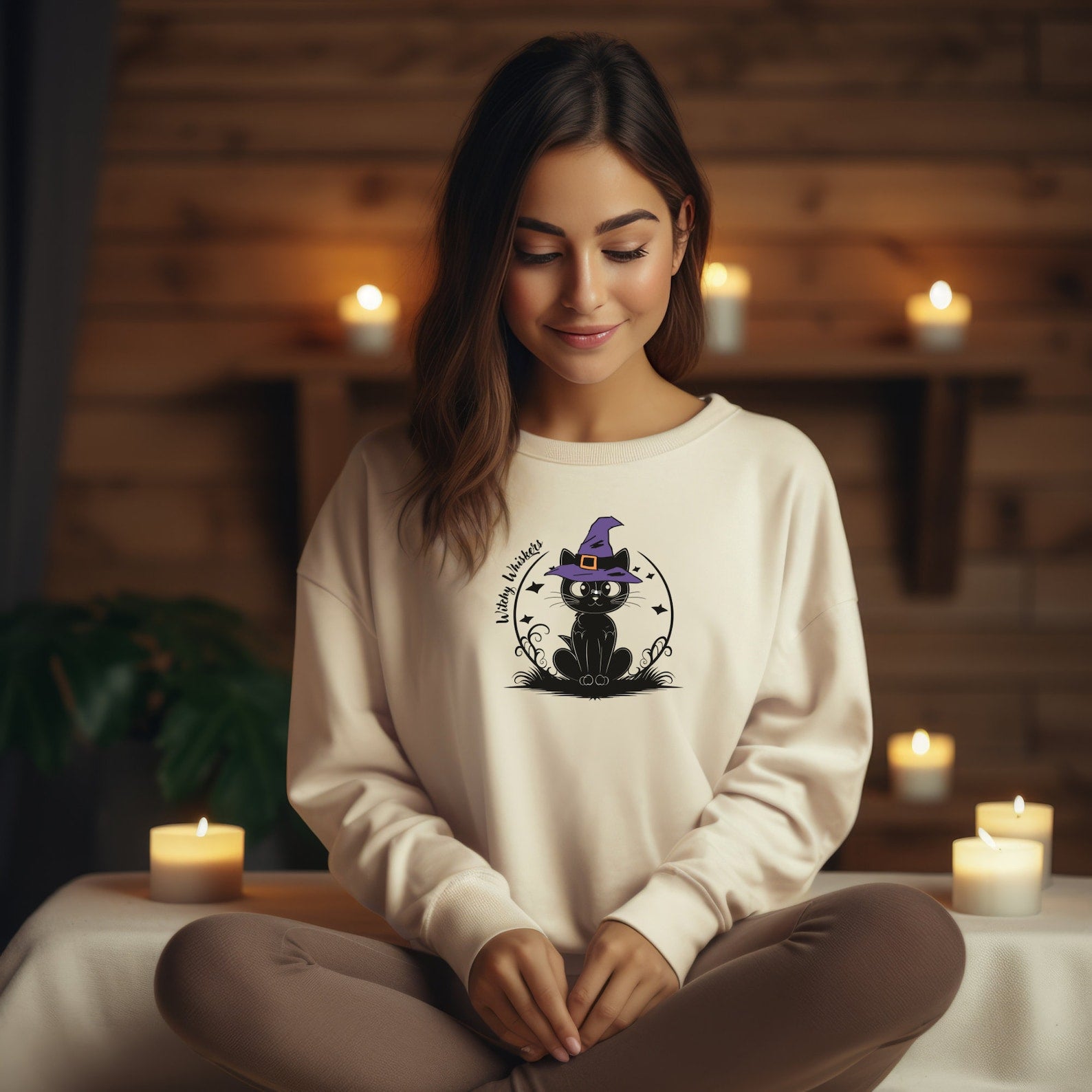 Halloween Cat Sweatshirt 2D Crewneck Sweatshirt All Over Print Sweatshirt For Women Sweatshirt For Men Sws3807